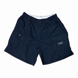 AFTCO Navy Fishing Shorts Elastic Waist Performance Cargo Lightweight Men's
